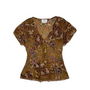 Y2K Floral Flutter Sleeve Blouse